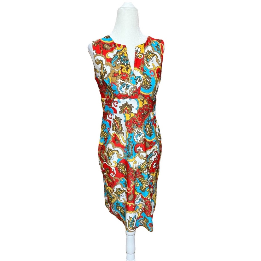 Jude Connally Women Size S Ellie Shift Dress Paisley Stretch Sleeveless Pullover